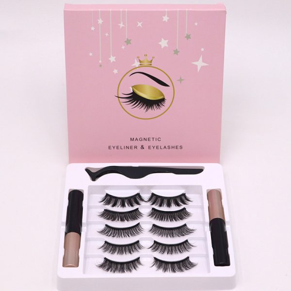 Magnetic False Mink Waterproof Eyelashes Eyeliner Set Long Lasting Extension Reusable